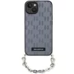 Karl Lagerfeld iPhone 14 Saffiano Monogram Chain (KLHCP14SSACKLHPG) hátlap, tok, ezüst