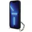 Karl Lagerfeld iPhone 14 Saffiano Monogram Chain (KLHCP14SSACKLHPG) hátlap, tok, ezüst