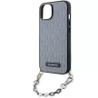 Karl Lagerfeld iPhone 14 Saffiano Monogram Chain (KLHCP14SSACKLHPG) hátlap, tok, ezüst