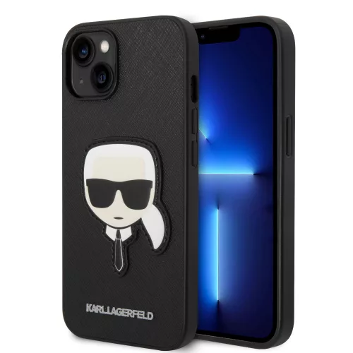 Karl Lagerfeld iPhone 14 Saffiano Karl Head (KLHCP14SSAPKHK) hátlap, tok, fekete