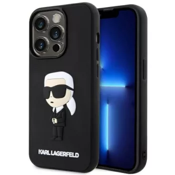   Karl Lagerfeld KLHCP14X3DRKINK Rubber Ikonik 3D iPhone 14 Pro Max 6.7", hátlap, tok, fekete