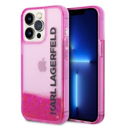   Karl Lagerfeld iPhone 14 Pro Max Liquid Glitter Elong (KLHCP14XLCKVF) hátlap, tok, rózsaszín