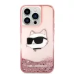 Karl Lagerfeld Liquid Glitter Choupette Head iPhone 14 Pro Max 6,7" KLHCP14XLNCHCP tok, rózsaszín