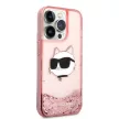 Karl Lagerfeld Liquid Glitter Choupette Head iPhone 14 Pro Max 6,7" KLHCP14XLNCHCP tok, rózsaszín