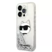 Karl Lagerfeld Liquid Glitter Choupette Head iPhone 14 Pro Max 6,7" KLHCP14XLNCHCS tok, ezüst