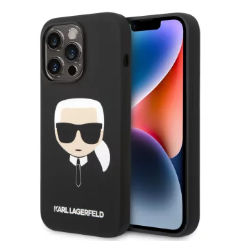   Karl Lagerfeld iPhone 14 Pro Max Silicone Karl's Head (KLHCP14XSLKHBK) hátlap, tok, fekete
