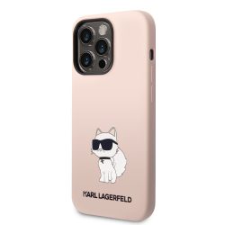   Karl Lagerfeld Liquid Silicone Choupette NFT Case iPhone 14 Pro Max (KLHCP14XSNCHBCP) hátlap, tok, rózsaszín