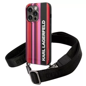   Karl Lagerfeld KLHCP14XSTSTP Color Stripes Strap iPhone 14 Pro Max 6.7 " hátlap, tok, rózsaszín