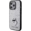 Karl Lagerfeld iPhone 15 Pro Fixed Glitter Choupette Logo Metal Pin (KLHCP15LGCNPSG) hátlap, tok, ezüst