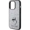 Karl Lagerfeld iPhone 15 Pro Fixed Glitter Choupette Logo Metal Pin (KLHCP15LGCNPSG) hátlap, tok, ezüst