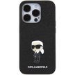 Karl Lagerfeld iPhone 15 Pro Fixed Glitter Ikonik Logo Metal Pin (KLHCP15LGKNPSK) hátlap, tok, fekete