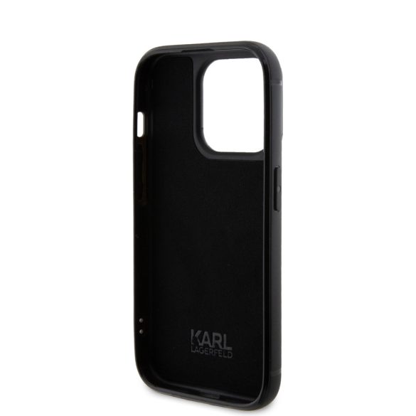 Karl Lagerfeld Rhinestone Plate Metal Logo Case iPhone 15 Pro (KLHCP15LHDSPLK) hátlap, tok, fekete