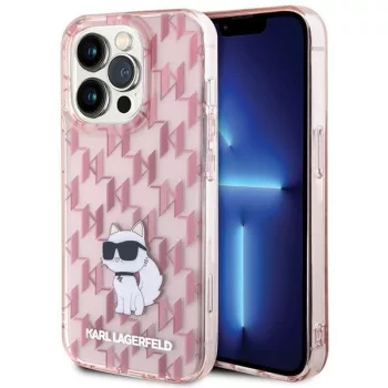   Karl Lagerfeld iPhone 15 Pro Monogram Choupette (KLHCP15LHNCMKLP) hátlap, tok, rózsaszín
