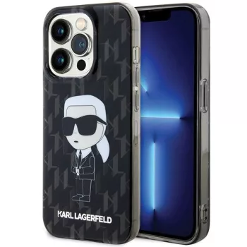   Karl Lagerfeld KLHCP15LHNKMKLK Ikonik Monogram iPhone 15 PRO tok, fekete