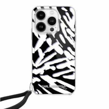   Karl Lagerfeld KLHCP15LHZBPKCCK IML Zebra Pattern & Cord iPhone 15 Pro 6.1", hátlap, tok, fekete