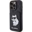 Karl Lagerfeld Saffiano Cardslots and Stand Monogram Choupette iPhone 15 Pro 6,1" KLHCP15LSAKCNSCK, hátlap, tok, fekete