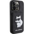 Karl Lagerfeld Saffiano Cardslots and Stand Monogram Choupette iPhone 15 Pro 6,1" KLHCP15LSAKCNSCK, hátlap, tok, fekete