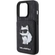 Karl Lagerfeld Saffiano Cardslots and Stand Monogram Choupette iPhone 15 Pro 6,1" KLHCP15LSAKCNSCK, hátlap, tok, fekete