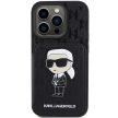 Karl Lagerfeld Saffiano Cardslots and Stand Monogram Choupette iPhone 15 Pro 6,1" KLHCP15LSAKKNSCK, hátlap, tok, fekete