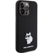Karl Lagerfeld KLHCP15LSMHCNPK Silicone Choupette Metal Pin iPhone 15 Pro 6.1" tok, fekete