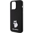 Karl Lagerfeld KLHCP15LSMHCNPK Silicone Choupette Metal Pin iPhone 15 Pro 6.1" tok, fekete