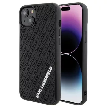   Karl Lagerfeld KLHCP15M3DMKRLK 3D Rubber Glitter Logo iPhone 14 Plus/15 Plus 6.7", hátlap, tok, fekete