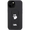 Karl Lagerfeld KLHCP15MGSACHPK Gripstand Saffiano Choupette Pins iPhone 14 Plus/15 Plus 6.7", hátlap, tok, fekete