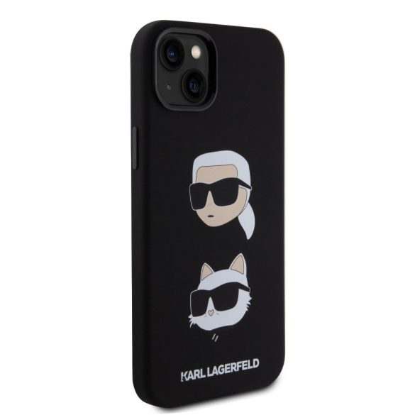 Karl Lagerfeld Liquid Silicone Karl and Choupette Heads Case iPhone 15 Plus (KLHCP15MSDHKCNK) hátlap, tok, fekete