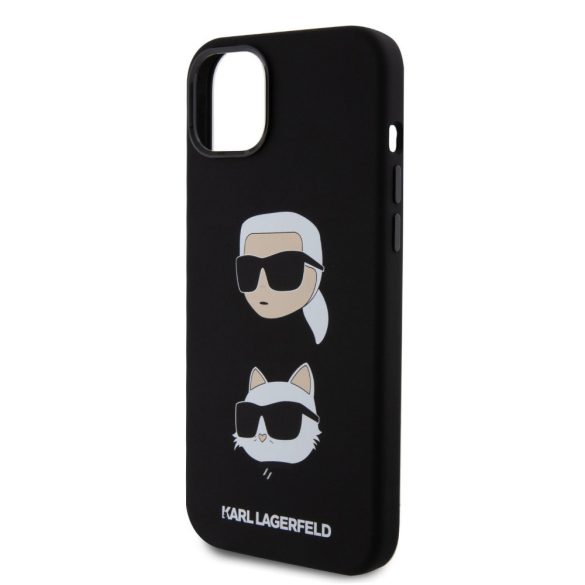 Karl Lagerfeld Liquid Silicone Karl and Choupette Heads Case iPhone 15 Plus (KLHCP15MSDHKCNK) hátlap, tok, fekete