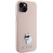 Karl Lagerfeld KLHCP15MSMHCNPP Silicone Choupette Metal Pin iPhone 14 Plus/15 Plus 6.7" tok, rózsaszín