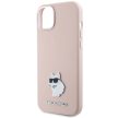 Karl Lagerfeld KLHCP15MSMHCNPP Silicone Choupette Metal Pin iPhone 14 Plus/15 Plus 6.7" tok, rózsaszín