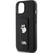 Karl Lagerfeld KLHCP15SGSACHPK Gripstand Saffiano Choupette Pins iPhone 15 6.1", hátlap, tok, fekete