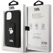Karl Lagerfeld KLHCP15SGSACHPK Gripstand Saffiano Choupette Pins iPhone 15 6.1", hátlap, tok, fekete