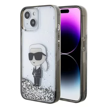   Karl Lagerfeld Liquid Glitter Ikonik iPhone 15 6,1" KLHCP15SLKKNSK hátlap, tok, átlátszó