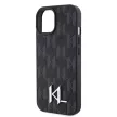 Karl Lagerfeld KLHCP15SPKLPKLK Leather Monogram Hot Stamp Metal Logo iPhone 15 6.1", hátlap, tok, fekete