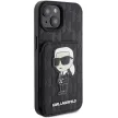 Karl Lagerfeld KLHCP15SSAKKNSCK Cardslots and Stand Monogram Ikonik Patch iPhone 15 6.1", hátlap, tok, fekete