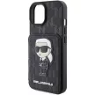 Karl Lagerfeld KLHCP15SSAKKNSCK Cardslots and Stand Monogram Ikonik Patch iPhone 15 6.1", hátlap, tok, fekete
