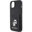 Karl Lagerfeld KLHCP15SSAPKCNPK Saffiano Cardslot Karl&Choupette Metal Pin iPhone 15 6.1" hátlap, tok, fekete