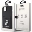 Karl Lagerfeld KLHCP15SSAPKCNPK Saffiano Cardslot Karl&Choupette Metal Pin iPhone 15 6.1" hátlap, tok, fekete