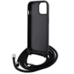 Karl Lagerfeld KLHCP15SSASKNPSK Crossbody Saffiano Monogram Metal Pin Karl & Choupette iPhone 15 6.1" tok, fekete