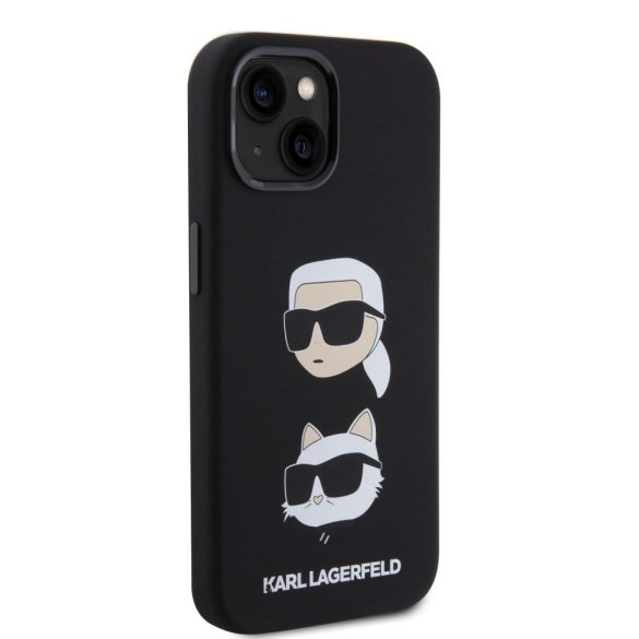 Karl Lagerfeld Liquid Silicone Karl and Choupette Heads Case iPhone 15 (KLHCP15SSDHKCNK) hátlap, tok, fekete