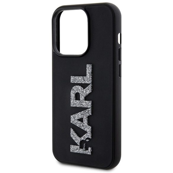 Karl Lagerfeld iPhone 15 Pro Max 3D Rubber Glitter Logo (KLHCP15X3DMBKCK) hátlap, tok, fekete