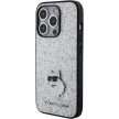 Karl Lagerfeld KLHCP15XGCNPSG Fixed Glitter Choupette Logo Metal Pin iPhone 15 Pro Max 6.7", hátlap, tok, ezüst