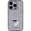 Karl Lagerfeld KLHCP15XGCNPSG Fixed Glitter Choupette Logo Metal Pin iPhone 15 Pro Max 6.7", hátlap, tok, ezüst
