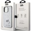 Karl Lagerfeld KLHCP15XGCNPSG Fixed Glitter Choupette Logo Metal Pin iPhone 15 Pro Max 6.7", hátlap, tok, ezüst
