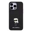 Karl Lagerfeld Fixed Glitter Metal Ikonik Case iPhone 15 Pro Max (KLHCP15XGKNPSK) hátlap, tok, fekete