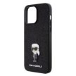 Karl Lagerfeld Fixed Glitter Metal Ikonik Case iPhone 15 Pro Max (KLHCP15XGKNPSK) hátlap, tok, fekete