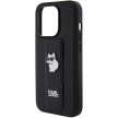 Karl Lagerfeld iPhone 15 Pro Max Gripstand Saffiano Choupette Pins (KLHCP15XGSACHPK) hátlap, tok, fekete