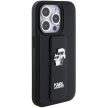 Karl Lagerfeld KLHCP15XGSAKCPK Gripstand Saffiano Karl&Choupette Pins iPhone 15 Pro Max 6.7", hátlap, tok, fekete