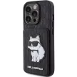 Karl Lagerfeld Saffiano Cardslots and Stand Monogram Choupette iPhone 15 Pro Max 6,7" KLHCP15XSAKCNSCK, hátlap, tok, fekete